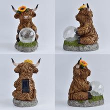 Load image into Gallery viewer, Solar Lantern, Highland Cow Garden Light, Solar-Powered Waterproof Animal Statue for Outdoor Decor, Ambient Lighting for Yard, Patio, Lawn, Porch, Garden, and Pathways