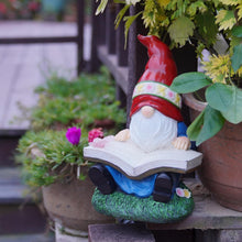 Load image into Gallery viewer, Solar Garden Gnomes Outdoor Statues - Gnome Figurine Reading Book with Butterfly LED Lights Funny Gnomes for Garden Decor Yard Patio Lawn Ornaments Gifts for Women
