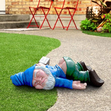 Load image into Gallery viewer, Funny Drunk Dwarf Statue Resin Garden Gnome Decoration for Outdoor Patio Yard Lawn Park Miniature Creative Ornament Elf Crafts Naughty Figurine Collection Farmhouse Decor Gift (Blue)