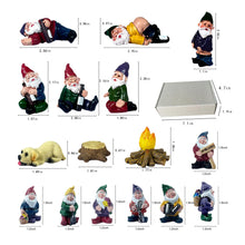 Load image into Gallery viewer, 16 Stück lustige Miniatur-Gartenzwerge aus Kunstharz, Mini-kreative Zwerg-Gartenzwerg-Statuen Dekoration für drinnen und draußen, Hof, Terrasse, Bonsai, Topfpflanzen, Landschaft, Freunde, Weihnachten