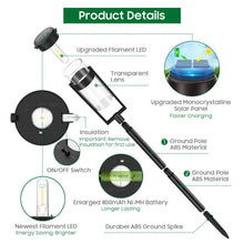 Load image into Gallery viewer, LETMY 4 Pack Garden Lights Solar Powered with Warm White Tungsten Filament Light, Waterproof Auto On/Off Solar Lights Outdoor Garden for Yard Pathway Patio Decorative