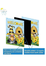Load image into Gallery viewer, Spring Garden Flag for Outdoor 28x40 inch Double Sided Gnome Greetings with Playful Bees Large Polyester Seasonal Flags for Patio Yard Decor