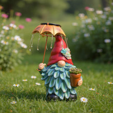 Load image into Gallery viewer, Elenon Garden Gnome Decor Solar Lights, Solar Elf Holding Umbrella Figurines Outdoor Decorative, Yard Art Garden Sculptures & Statues for Patio Yard Pathway