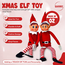 Load image into Gallery viewer, Quebec Naughty Elf Set - Boy & Girl Elf Figures, Santa's Little Helper Inspired, Soft Body, Vinyl Faces, Festive Family Fun, 12 Inch - Couple