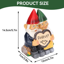 Load image into Gallery viewer, HERCHR Garden Gnomes: Funny Couple in Love - Outdoor Decoration Statue, 4.7×2.8×5.7in, Perfect for Home Garden Patio Lawn