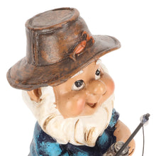 Load image into Gallery viewer, Jenngaoo Fishing Gnome Garden Statue - Heavy Duty Resin Outdoor Decor, Weatherproof Dwarf Sculpture for Pond, Patio, Flower Beds (10cm Rustic Design)
