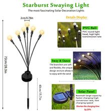Load image into Gallery viewer, XRR Solar Garden Lights, 2Pack 6LED Solar Firefly Lights Vibrant Solar Powered Starburst Swaying Lights Outdoor, Waterproof Christmas Landscape Stake Lights for Yard Patio Pathway Lawn(Multi-Color)