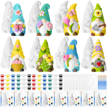 Load image into Gallery viewer, Foilswirl 8 Pcs Spring Gnome Ceramics to Paint Ready to Paint Your Own Ceramic Gnome Statues DIY Unpainted Ceramics Paintable Gnome Figurines Kit Crafts with Brush Palette Paint