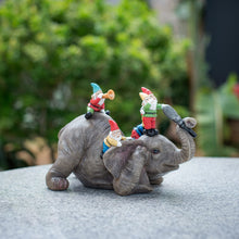 Load image into Gallery viewer, Garden Elephant Gnome Statue - SUYNYBHF Outdoor Elephant Bothered by Singing Gnomes House Kitchen Figurine Patio Lawn Yard Art Housewarming Funny Resin Decoration 7.0inch…
