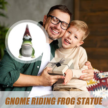 Load image into Gallery viewer, Garden Gnome Decor, Gnome Riding Frog Resin Sculpture, Miniature Faceless Ornament, Compact Whimsical Decoration, Ideal for Yard, Living Room, Backyard, Lawn, Bedroom and Desk