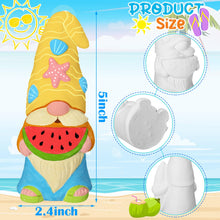 Load image into Gallery viewer, Barydat Ready-to-Paint Ceramics, 4 Pcs Summer Beach Gnome Statues, Unpainted DIY Crafts Kit for Adults, White with 12 Colors Acrylic Paint, 5 x 2.36 Inch