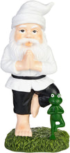 Load image into Gallery viewer, BRUBAKER Garden Yoga Gnome Tree - Gnome with Frog - Garden Sport Figure Vrksasana - Weatherproof Zen Decoration for Garden and Camping - Funny White Outdoor Decoration - 9.5 inches