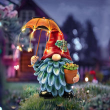 Load image into Gallery viewer, Elenon Garden Gnome Decor Solar Lights, Solar Elf Holding Umbrella Figurines Outdoor Decorative, Yard Art Garden Sculptures & Statues for Patio Yard Pathway