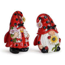 Load image into Gallery viewer, Hodao 2PCS Spring Ladybug Gnome Couple Ornaments Decor Summer Gnomes Figurines for Outdoor Garden Decor Ladybug Birthday Gift for Mom, Grandma, Women