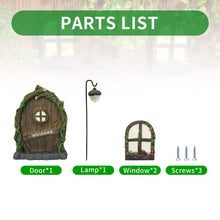 Load image into Gallery viewer, Zreneyfex Fairy Garden Accessories Yard Garden Sculpture Decoration Gnome Home Window and Door with lamp Decoration for Trees