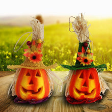 Load image into Gallery viewer, MOMILA 2 pack Led Gnomes Curved Pumpkin Halloween Decor, 8.6'' Lighting Mini Lantern Flame Less Candle, Glowing Swedish Tome Dwarf Home Decor Garden Bar Restaurant