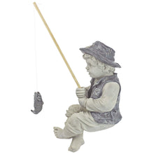 Load image into Gallery viewer, Design Toscano NG32122 Frederic the Little Fisherman of Avignon Boy Fishing Garden Statue, 38 cm, Polyresin, Two Tone Stone