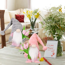 Load image into Gallery viewer, Volsha Mothers Day Gnome Gift Grey Faceless Doll Plush Elf Dwarf Doll Craft Gift with Bouquet for Mum Home Valentine's Day Toy, Mothers Day