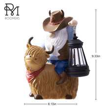 Load image into Gallery viewer, RM ROOMERS Highland Cow Decor Outdoor Garden Gnomes Solar Highland Cow Gnome Statue Resin Patio Yard Decorations Funny Outdoor Figurine Solar Lights Gnomes Unique Gifts for Women Housewarming