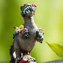 Load image into Gallery viewer, Dinosaur Eating Gnomes Garden Ornament, Funny Lifelike Animal Statue,Best Art Decor for Indoor Outdoor Home Office