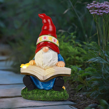 Load image into Gallery viewer, Solar Garden Gnomes Outdoor Statues - Gnome Figurine Reading Book with Butterfly LED Lights Funny Gnomes for Garden Decor Yard Patio Lawn Ornaments Gifts for Women