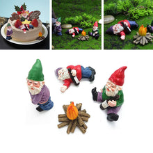Load image into Gallery viewer, REOVE 4pcs Gnomes Statue Miniature Garden Decoration Ornament Fairy Garden Accessories Collectible Outdoor Micro Landscape Decoration Set Gnome-Drunk Gnome Kit for Gift House Yard Lawn Patio