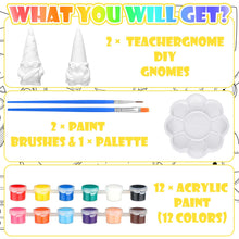 Load image into Gallery viewer, Seenelling 2 Sets Ready to Paint Your Own Gnome School Gnome Ceramics to Paint Teacher Appreciation Gifts 4'' Unpainted Ceramic Figurine Kit for Teacher DIY Art Crafts Office Desk Home Table Decor