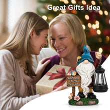 Load image into Gallery viewer, C&Y&G&X Garden Gnome Statue,Outdoor Gnome Decor Solar Lantern Lights and Welcome Sign,Yard Art Decorations, Ideal Housewarming Gift
