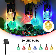 Load image into Gallery viewer, STANBOW Solar String Lights - 30FT/9M, 60 LED, Waterproof, Crystal Ball Lights With 8 Modes, Multicoloured, Decorative for Home, Yard, Patio, Party, Wedding