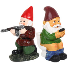 Load image into Gallery viewer, Funny Garden Gnomes 3.9'' Tall Naughty Gnome Garden Gnome with Gun Statue Waterproof Resin Gnomes Decor for Patio, Yard, Lawn Style 2, Funny Garden Gnomes
