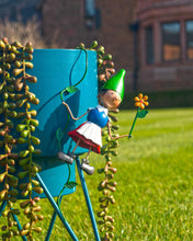 Load image into Gallery viewer, Olive & Sage Pair of 2 Hanging Miniature Fairy Garden Gnome Pot Hanger Ornaments