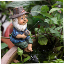 Load image into Gallery viewer, Garden Gnomes, Resin Fishing Gnomes Decorations for Yard, 1.8x2.8x3.9 Inch Garden Statues for Flower Pot Patio Lawn Outdoor.