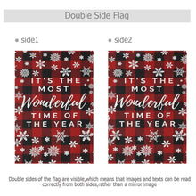 Load image into Gallery viewer, Christmas Red Buffalo Plaid Flags Double Sided 28x40 IN Winter Snowflake Garden Flag Large Outdoor Flag The Most Wonderful Time House Yard Xmas Holiday Decorations