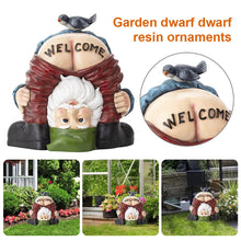 Load image into Gallery viewer, Garden Gnome Statue Water Resistant Funny Resin Garden Figurines Miniature Fairy Gnomes Garden Decoration for Indoor Outdoor Backyard Decor Patio Yard Lawn Ornaments Gift (Welcome)