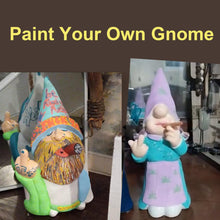 Load image into Gallery viewer, MINICAR 8'' H Funny Middle Finger Gnomes Statues Outdoor Decor, Naughty Smoking Wizard Sculptures Garden Yard Lawn Decorations, Unique Paintable Gifts