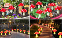 Load image into Gallery viewer, Homeleo 8 Pack Red Mushroom Solar Lights for Outdoor Garden Decor, Waterproof Solar Powered Fairy Ornaments for Yard Fence Lawn Pathway Landscape Lighting Thanksgiving Halloween Christmas Decorations