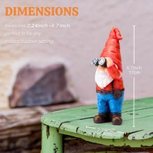 Load image into Gallery viewer, WONDHOME 6.7" Funny Garden Gnomes Statues with Telescope Naughty Gnome Mini Figurine Patio Lawn Yard Art Outdoor Decorations Father's Day Mother's Day Birthday Christmas Gardening Gift for Dad Mom