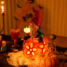Load image into Gallery viewer, WONDHOME Solar Pumpkin Gnome Garden Statues Outdoor Gnome with LED Lights Decorations for Yard Patio Lawn Porch Mother's Day Halloween Thanksgiving Housewarming Christmas Gardening Gifts for Mom Women