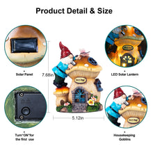 Load image into Gallery viewer, ZQQLITE Garden Gnome Statues Figurine Lights - Solar Powered Lighting Outdoor Decorations, Gnome Build Mushroom House, Yard Art Lawn Ornaments for Porch Patio Balcony - Gnome Gifts for Women Mom