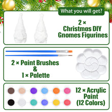 Load image into Gallery viewer, Poen 2 Pack Christmas Ready to Paint Your Own Gnome Statues, 4 Inches Mini Garden Blank Ceramics to Paint Unpainted Garden Figurines Crafts DIY Arts for Adults, Funny Lawn Decoration(Gift Style)
