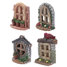 Load image into Gallery viewer, Happyyami 4pcs Fairy Door and Windows for Trees Miniature Gnome Home Dwarf Elf Tree Faces Decor Fairy Garden Sculpture Lawn Ornament for Fish Tank Aquarium Landscape