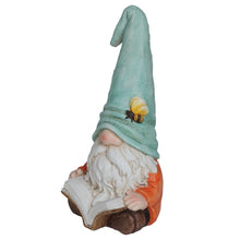 Load image into Gallery viewer, Alpine Corporation MCC844 Indoor/Outdoor Gnome Reading a Book Garden Statue, Charming Gnome Statue with Hat, 20" H, Turquoise
