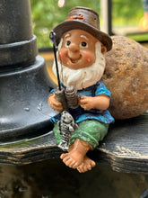 Load image into Gallery viewer, Fairy Garden Gnome Statues Miniature Dwarf Elf Fishing Figurines Outdoor Landscape Ornaments for Yard Lawn Pond Pool Riverside Decoration (Gnome)