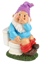 Load image into Gallery viewer, Naughty Gnome Garden Ornament Figurine Resin Rude Toilet Large 10"