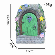 Load image into Gallery viewer, Jauhmui Fairy Garden Door - Glow in the Dark Miniature Tree Trunk, Retro & Mystical Elf Door, Solar Lights Statues, Garden Trees Decoration