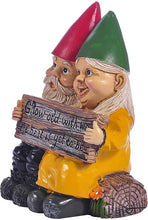 Load image into Gallery viewer, Abbcoert Gnomes Garden Decorations Grow Old with Me Whimsical Mr and Mrs Gnome Hobbit Couple Sitting On Garden Log Statue Indoor Outdoor Garden Statuesfor Patio Garden Lawn Home Decor
