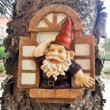 Load image into Gallery viewer, Garden Gnomes Elf Open Window Tree Hugger, Knothole Welcome Gnomes Garden Tree Sculptures, Tree Face Garden Gift, Open The Window Garden Peeker Yard Art for Tree Resin, 12 inch