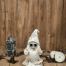 Load image into Gallery viewer, Vriusi Skeleton Gnome Decor, Skull Dwarf Sculptures, Resin Skeleton Gnomes, Retro Skeleton Gnomes, Skull Dwarf Figurines, Horror Halloween Ornaments, Garden Skeleton Gnomes, Halloween Garden Decor, Sk