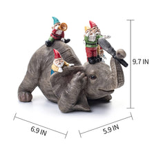 Load image into Gallery viewer, Garden Elephant Gnome Statue - SUYNYBHF Outdoor Elephant Bothered by Singing Gnomes House Kitchen Figurine Patio Lawn Yard Art Housewarming Funny Resin Decoration 7.0inch…