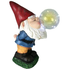 Load image into Gallery viewer, TIN DREAMS FACTORY | Tattletale Gnome with Solar Light – Decorative Garden Resin Figure – Outdoor Gnome with Glowing LED Bubble – Fun Ornament for Garden, Patio & Terrace